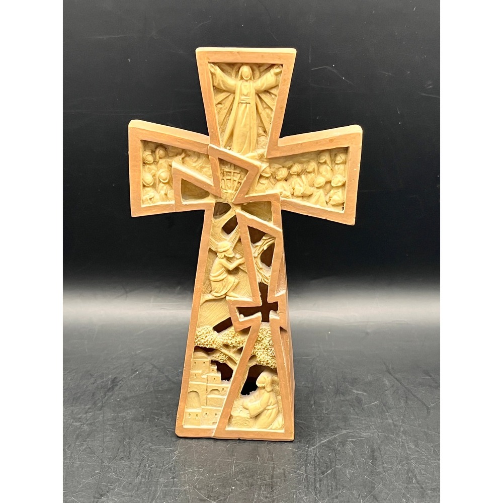 Religious Jesus Christ Cross Sculpture Christ is Risen Figurine Decor 6.25"